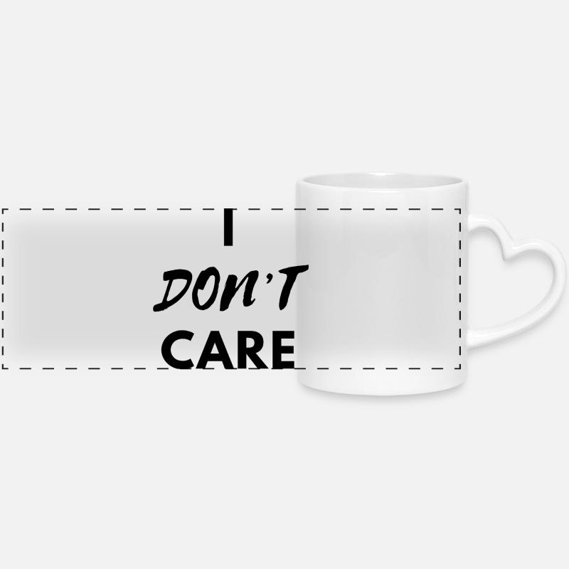 I Don"t Care black print - Panoramic mug with heart handle - white
