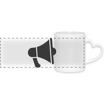 Megaphone Icon - Panoramic mug with heart handle - white - Front