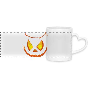 Pumpkin Face Halloween Weird - Panoramic mug with heart handle - white - Front
