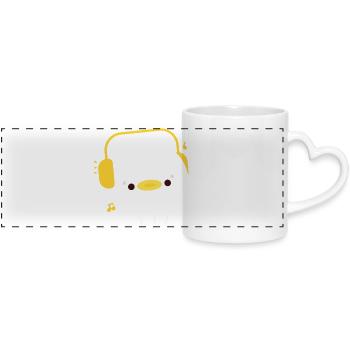 Duck with Headphones - Panoramic mug with heart handle - white - Front