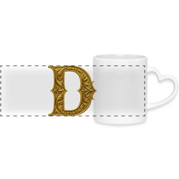 Ornamentgold Initiale D - Panoramatasse mit Herzhenkel - Weiß - Vorne