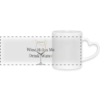 Wine-water logic - Panoramic mug with heart handle - white - Front