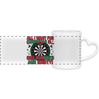 Fléchettes Noël, 180 cent quatre-vingts - Mug panoramique avec anse en forme de cœur - blanc - Devant
