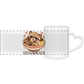 Ramen Waschbär Nudeln - Panoramatasse mit Herzhenkel - Weiß - Vorne