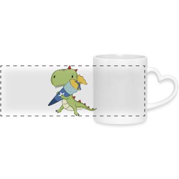 Dino with school cone - Panoramic mug with heart handle - white - Front