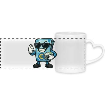 Euro Money with Sunglasses - Panoramic mug with heart handle - white - Front