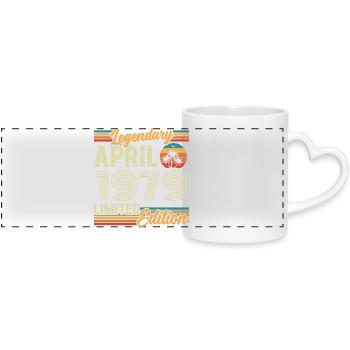 April 1979 47th Anniversary Gift - April 1979 - Panoramic mug with heart handle - white - Front