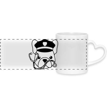 Profil du chef du médecin Frenchie - Mug panoramique avec anse en forme de cœur - blanc - Devant