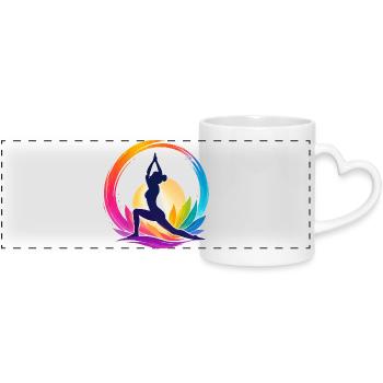 Colorful yoga in the circle of the sun - Panoramic mug with heart handle - white - Front