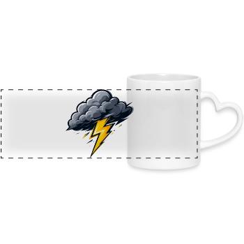 Nuage, Éclairs, Orage, Motif météo - Mug panoramique avec anse en forme de cœur - blanc - Devant