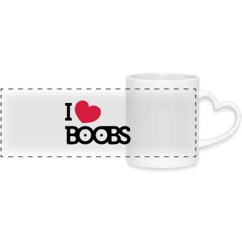 I love Boobs - Panoramatasse mit Herzhenkel - Weiß - Vorne