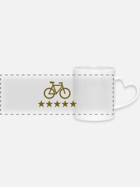 Fahrrad - Panoramatasse mit Herzhenkel - Weiß