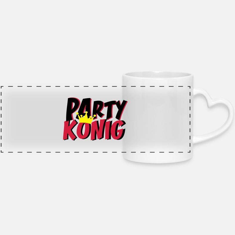 Party King - Panoramic mug with heart handle - white