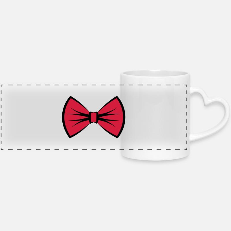 Tie ribbon / bow / bow tie - Panoramic mug with heart handle - white
