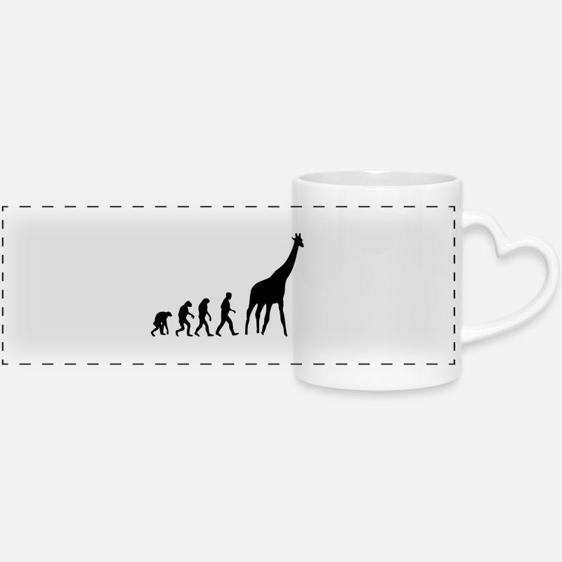 giraffe evolution - Panoramic mug with heart handle - white