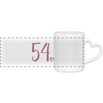 Cute Number 54, 54 Years Old, 54th Birthday Gift - Panoramic mug with heart handle - white - Front