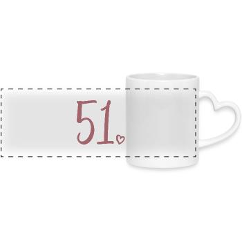 Süße Nummer 51, 51 Jahre alt, Geschenk zum 51. Geburtstag - Panoramatasse mit Herzhenkel - Weiß - Vorne