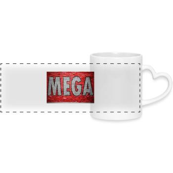 Mega Brick Wall Graffiti - Panoramic mug with heart handle - white - Front
