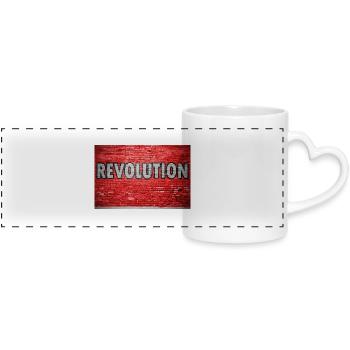 Révolution mur de briques graffiti - Mug panoramique avec anse en forme de cœur - blanc - Devant