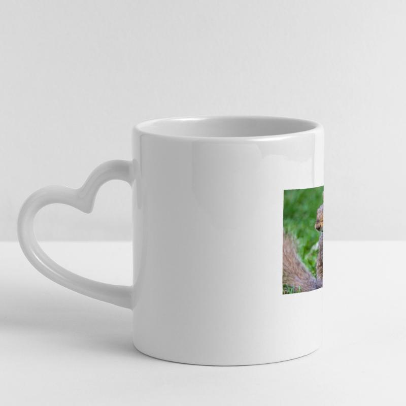 Grey squirrel Grauhörnchen Sciurus carolinensis Panoramic mug with heart handle