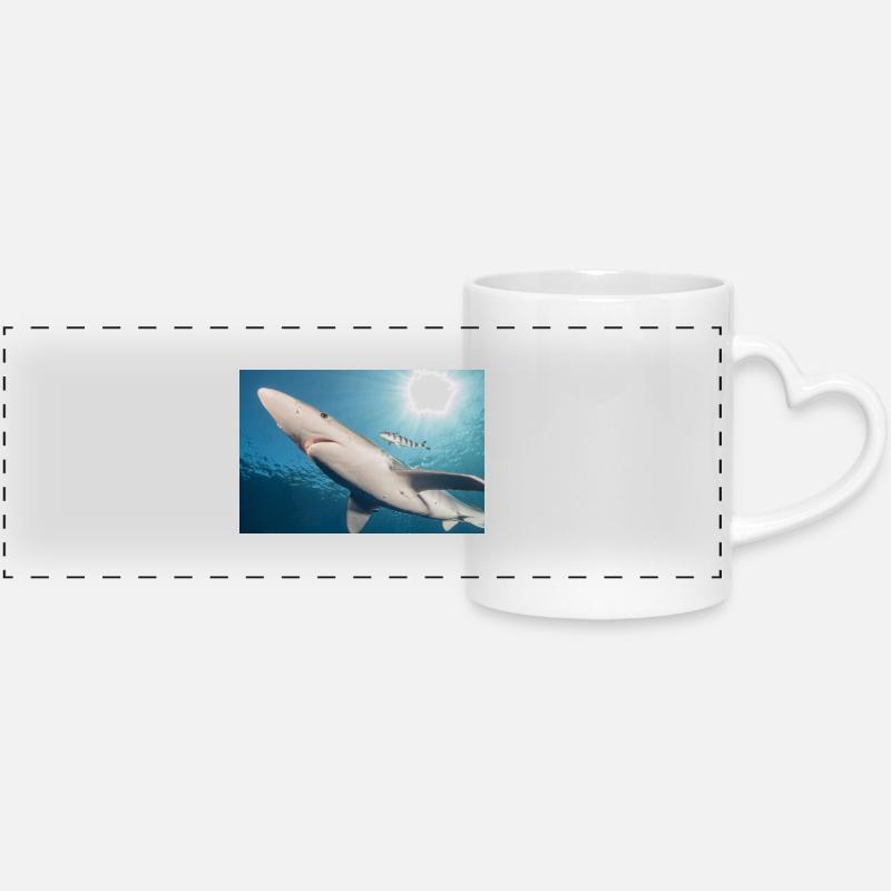Azores Shark - Panoramic mug with heart handle - white