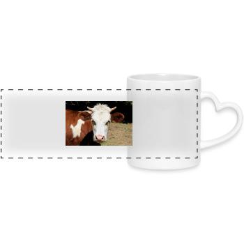 Cow Poster - Panoramic mug with heart handle - white - Front