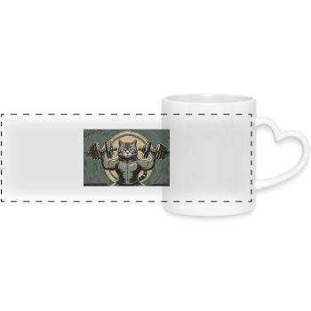 Pun ambiguous german expression - Muskelkater - Panoramic mug with heart handle - white - Front