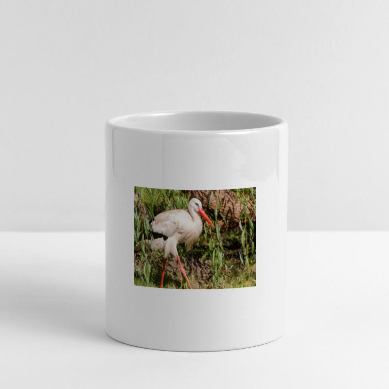 Weißstorch oder Klapperstorch Panoramatasse mit Herzhenkel