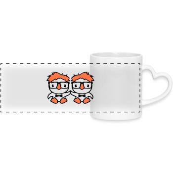 2 Birds Nerd Geek Smart Intelligent Horn-Rimmed Glasses - Panoramic mug with heart handle - white - Front