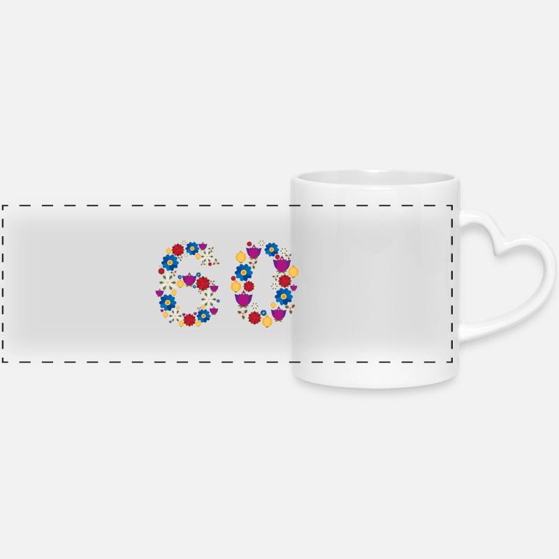 Fleurs 60 - Mug panoramique avec anse en forme de cœur - blanc