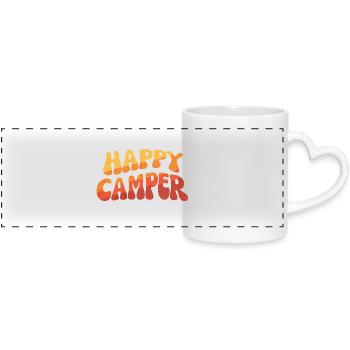 Happy Camper Gradient Text - Panoramic mug with heart handle - white - Front