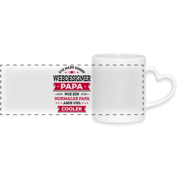 WEBDESIGNER PAPA: COOL, DIGITAL, INNOVATIV - Panoramatasse mit Herzhenkel - Weiß - Vorne