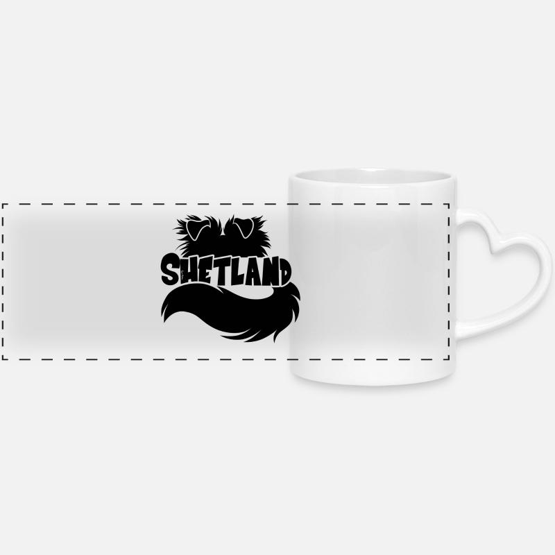 Silhouette Shetland - Noir - Mug panoramique avec anse en forme de cœur - blanc