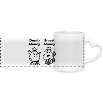 Dumb Money - Smart Money - Panoramic mug with heart handle - white - Front