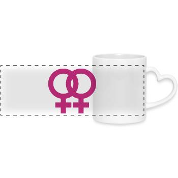 lesbian sign - Panoramatasse mit Herzhenkel - Weiß - Vorne