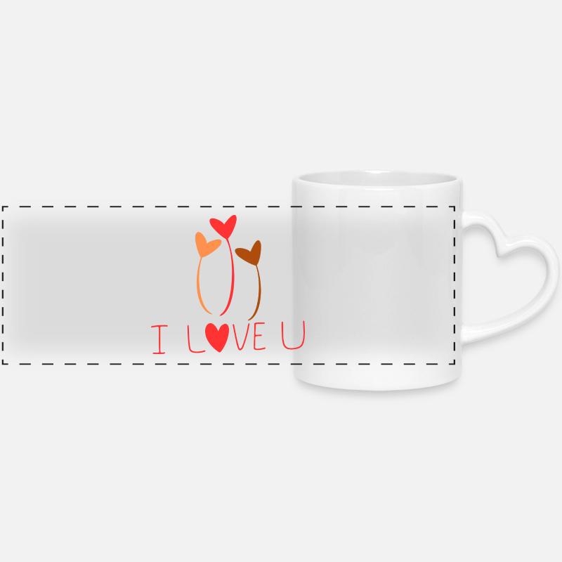 I love you - Panoramic mug with heart handle - white