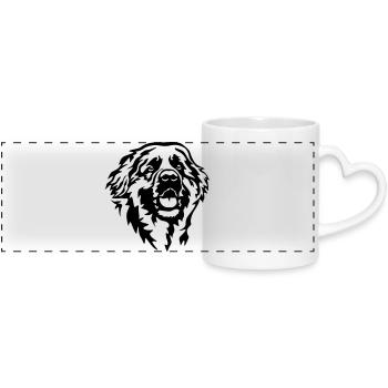 Leonberger head - Panoramic mug with heart handle - white - Front