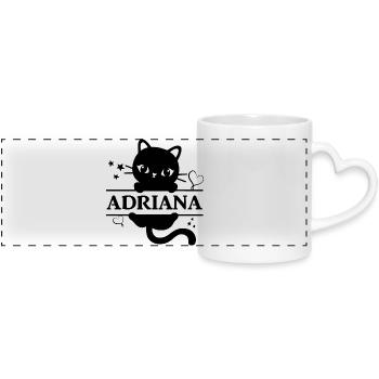 Katzen-T-Shirt Adriana T-Shirt Geschenkidee - Panoramatasse mit Herzhenkel - Weiß - Vorne