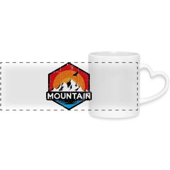 Mountain retro - Panoramic mug with heart handle - white - Front