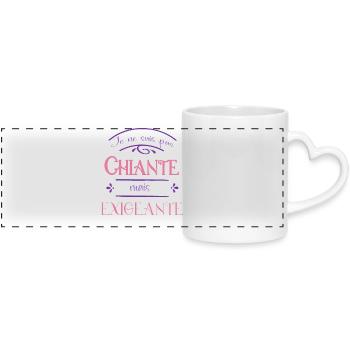 I am not boring but demanding - Panoramic mug with heart handle - white - Front