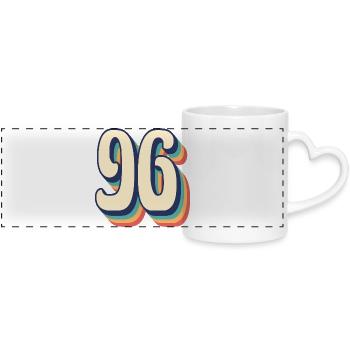 Vintage Retro T-Shirt Nummer 96 Ninety Six - Panoramatasse mit Herzhenkel - Weiß - Vorne