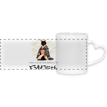 Cat in kimono - Japanese - Japan - Hiragana - Panoramic mug with heart handle - white - Front