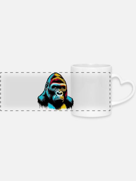 Gorilla - Panoramatasse mit Herzhenkel - Weiß