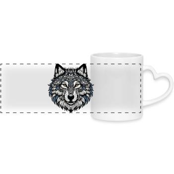 Loup - Mug panoramique avec anse en forme de cœur - blanc - Devant