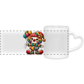 Couleurs gaies : Votre clown coloré pour la bonne humeur - Mug panoramique avec anse en forme de cœur - blanc - Devant