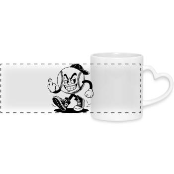 baseball with a confident - Panoramic mug with heart handle - white - Front
