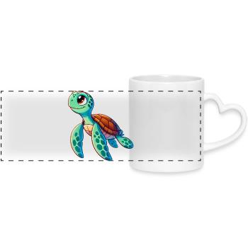 Turtle - Panoramic mug with heart handle - white - Front