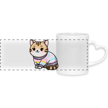 Pull douillet chat - Mug panoramique avec anse en forme de cœur - blanc - Devant