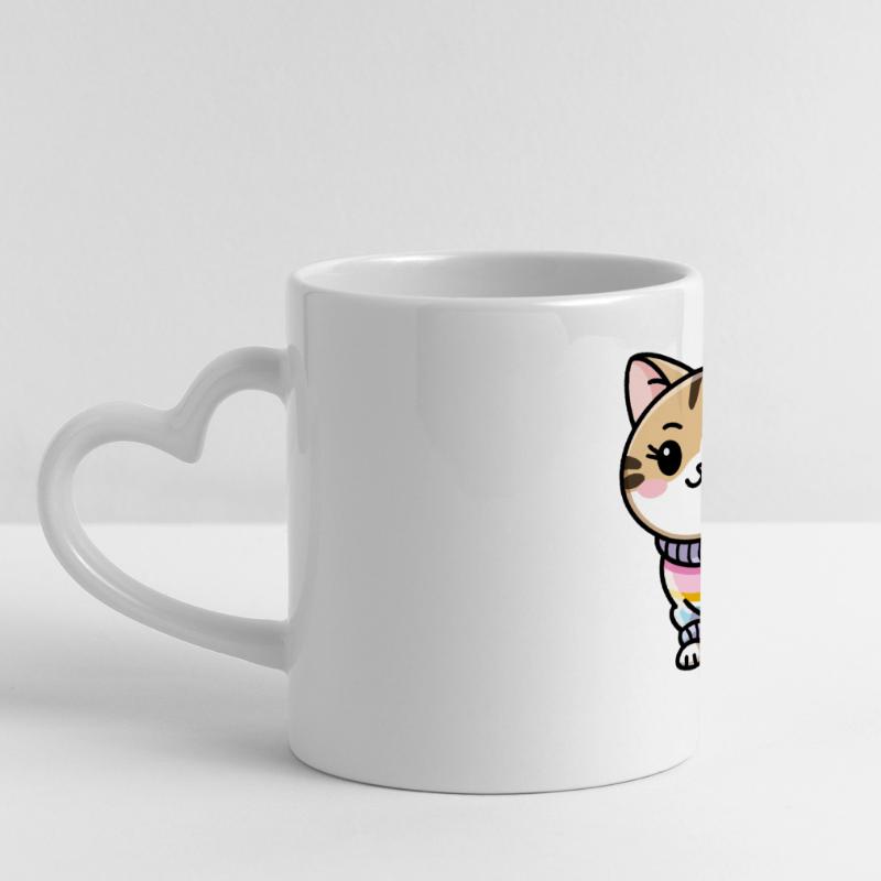 Pull douillet chat Mug panoramique avec anse en forme de cœur