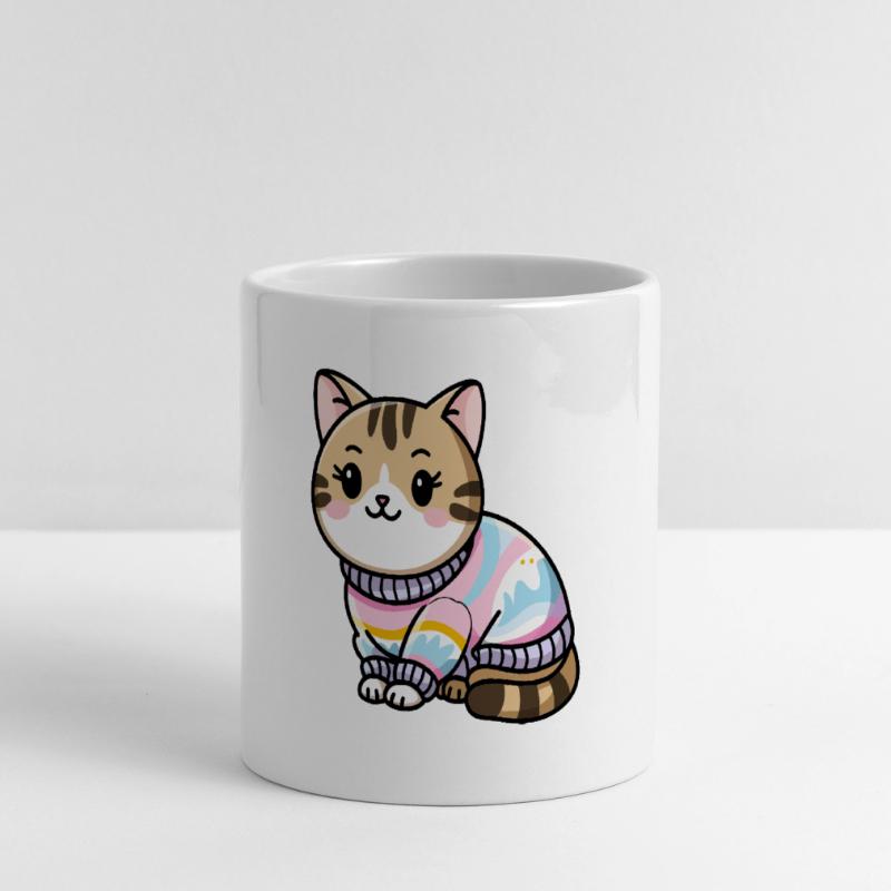 Pull douillet chat Mug panoramique avec anse en forme de cœur